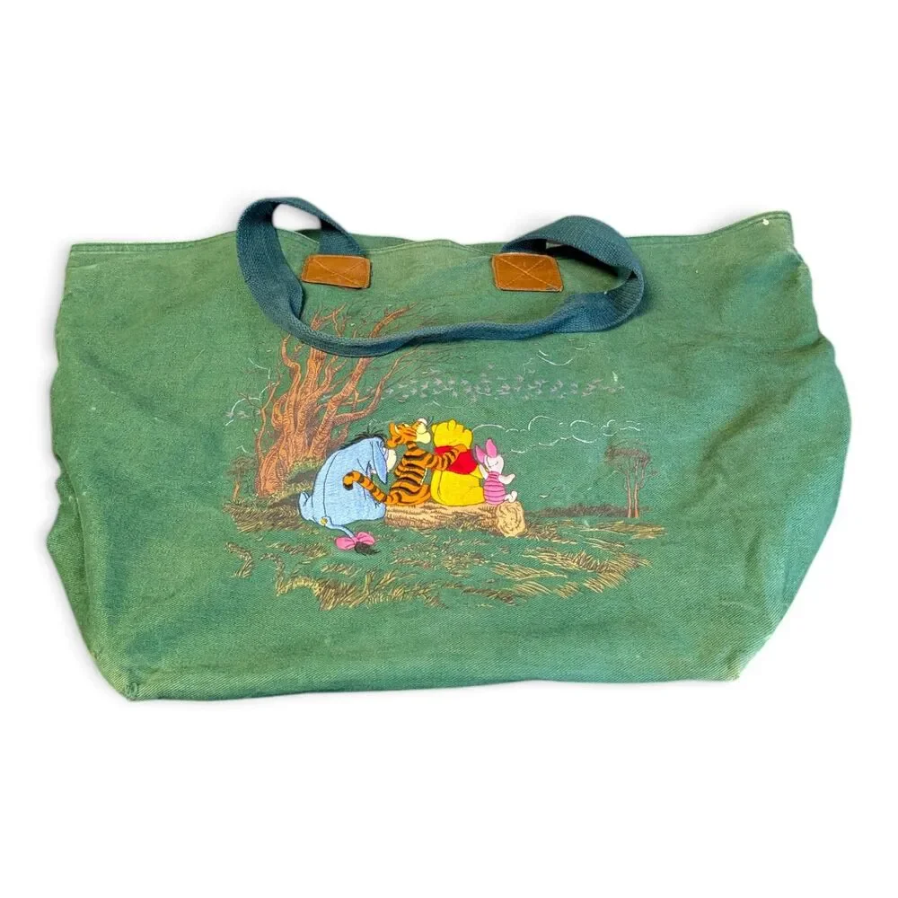 Vintage Disney Winnie The Pooh Naturalist 100 Acre Wood Canvas Tote Bag Rare